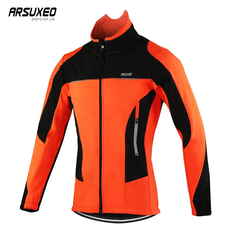 ARSUXEO зимняя велосипедная куртка с воротником стойкой флисовая водонепроницаемая