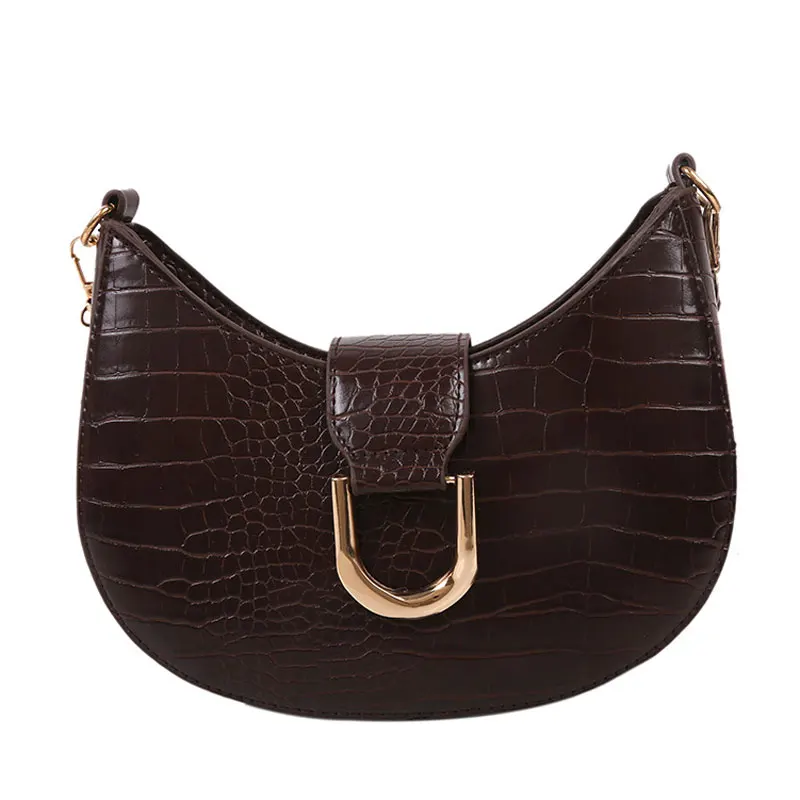 

2021 Summer Pu Leather Shoulder Bag For Women Solid Color Trend Small Crossbody Bag Female Simple Crescent Handbags