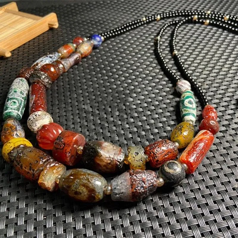 

Naturally Weathered Old Agate Ancient Bead Necklace, Old Goods Pao, Play, Play, Jewelry, Sweater Chain, Perfect and Beautiful