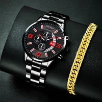 reloj hombre fashion men stainless steel watch luxury calendar quartz wristwatch man business bracelet watches relogio masculino