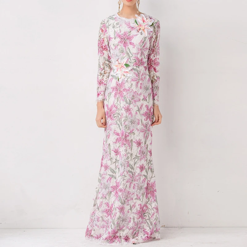 Высокое качество новая мода 2019 дизайнерское подиумное макси платье женское