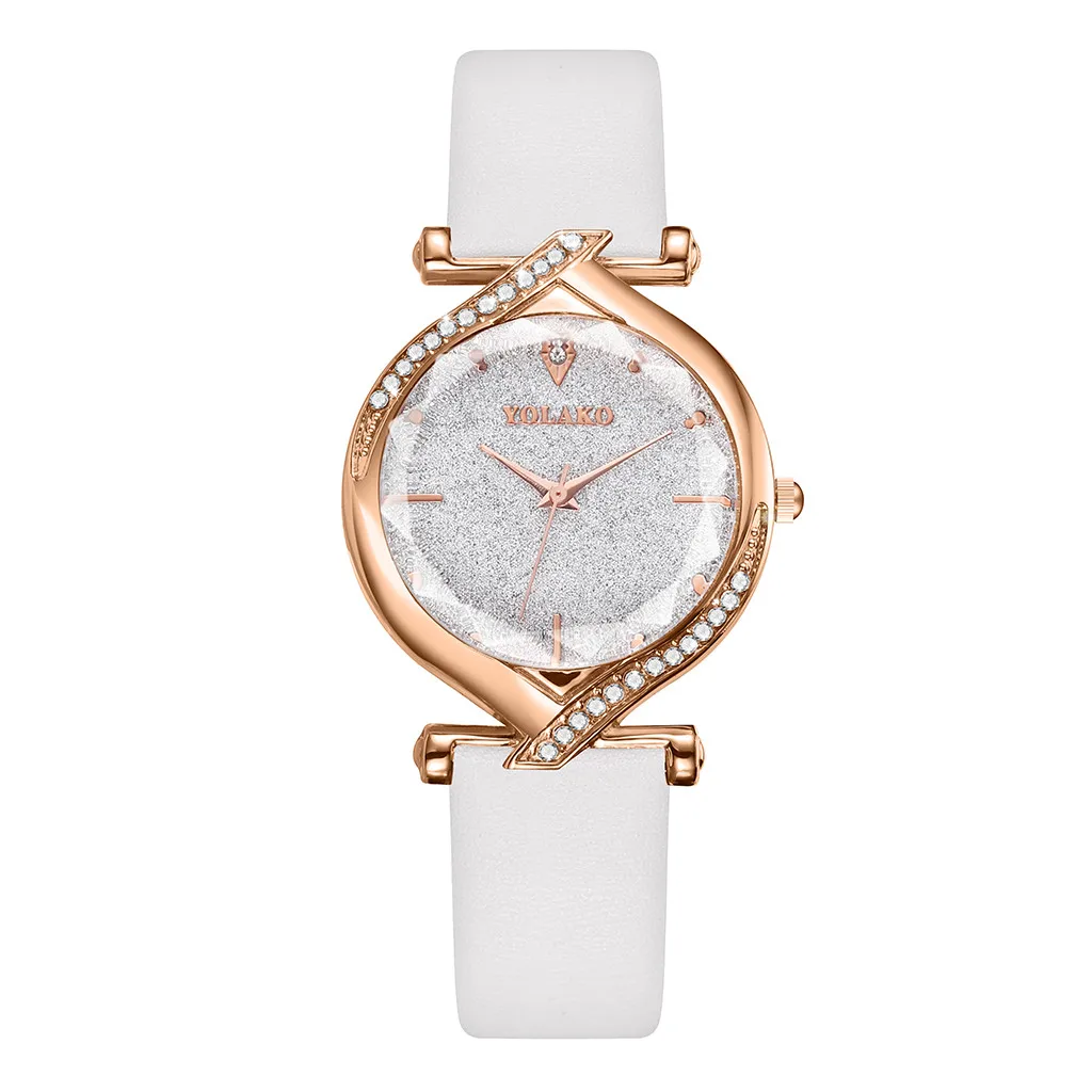 

2021 Ladies Watch All-Match Diamond Crystal Printing Fashion Belt Watch Stainless Steel Leather Clock Lady Montre Femme