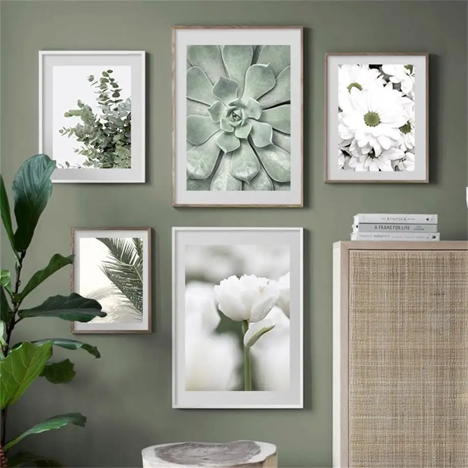 

Cactus Flower Palm Leaf Eucalyptus Daisy Wall Art Canvas Painting Nordic Posters And Prints Wall Pictures For Living Room Decor