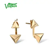 Женские серьги треугольники VISTOSO оригинальные из желтого золота