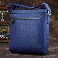 ourui new Real ostrich skin mens bag single shoulder bag Leisure messenger bag male men bag