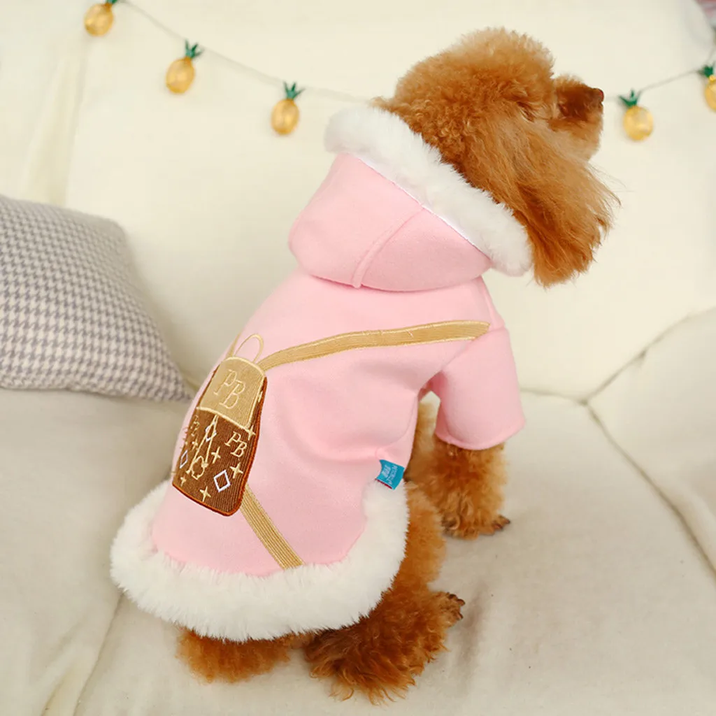 Pet Dog Clothes Autumn Winter New Cute Warm Pink Hooded Dresses Comfort Pet Cat Dog Clothes Pet Products Ubranka Dla Psa