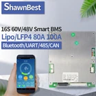 Смарт BMS 16s 48 В LiFePo4 60 в LiPo 80a 100a Sup порт Bluetooth приложение литиевая батарея Защитная плата баланс общий порт PCM