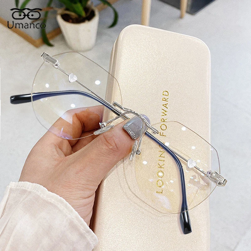 Очки женские для близорукости без оправы оптические аксессуары в форме сердца с