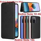 Чехол-книжка из углеродного волокна для Xiaomi Redmi Note 10 Pro Max, магнитный, кожаный