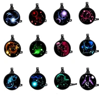 male jewelry fashion birthday present twelve constellation pendant men women necklace twelve constellations gem glass penda