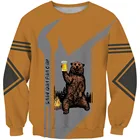 Свитер с 3D-принтом медведя из мультфильма в стиле ретро, мужские и женские универсальные пуловеры, трендовый осенний крутой топ с круглым вырезом, искусственная Толстовка