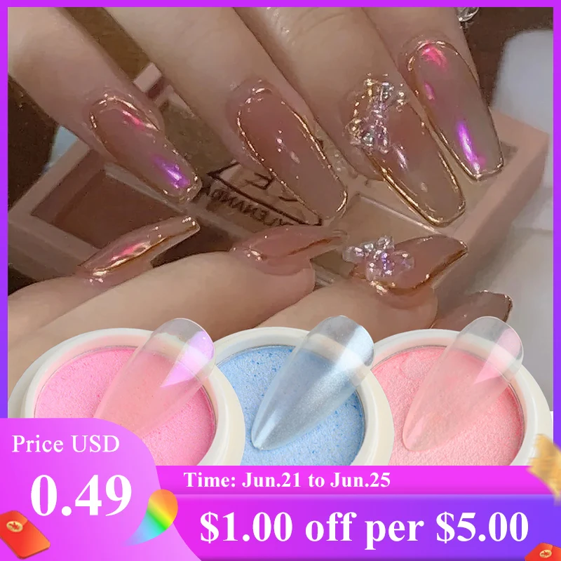 Твердый порошок для ногтей Аврора Русалка хромированный зеркальный пигмент