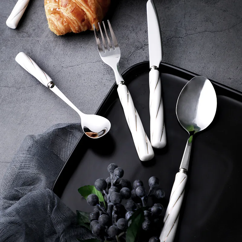 Керамическая посуда из нержавеющей стали набор столовых приборов для стейка