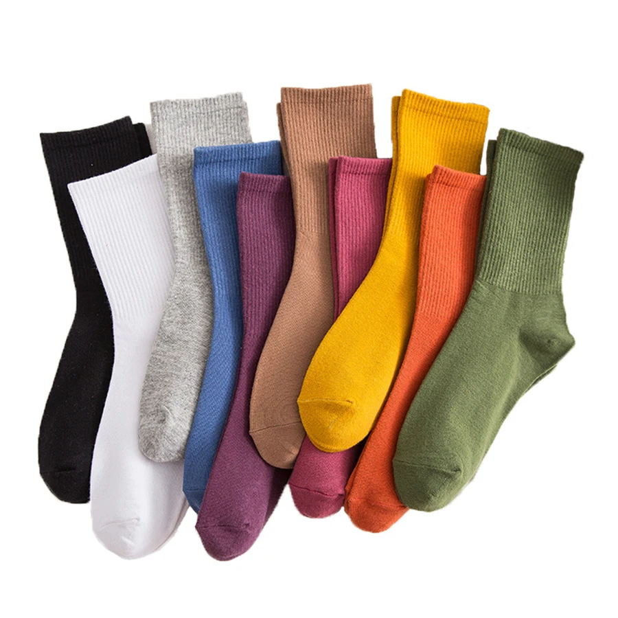 Носки женские хлопковые однотонные Элегантные повседневные в стиле Харадзюку с