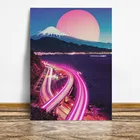 Картина на холсте с изображением неонового города, Synthwave, настенное украшение для спальни, кабинета, украшение для дома, постер с изображением горы Фудзи
