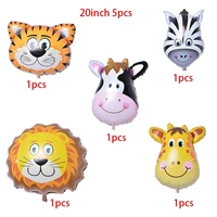 5pcs happy birthday lovely animal cake topper birthday party decorations kids cupcake toppers jungle party 1st birthday supplies