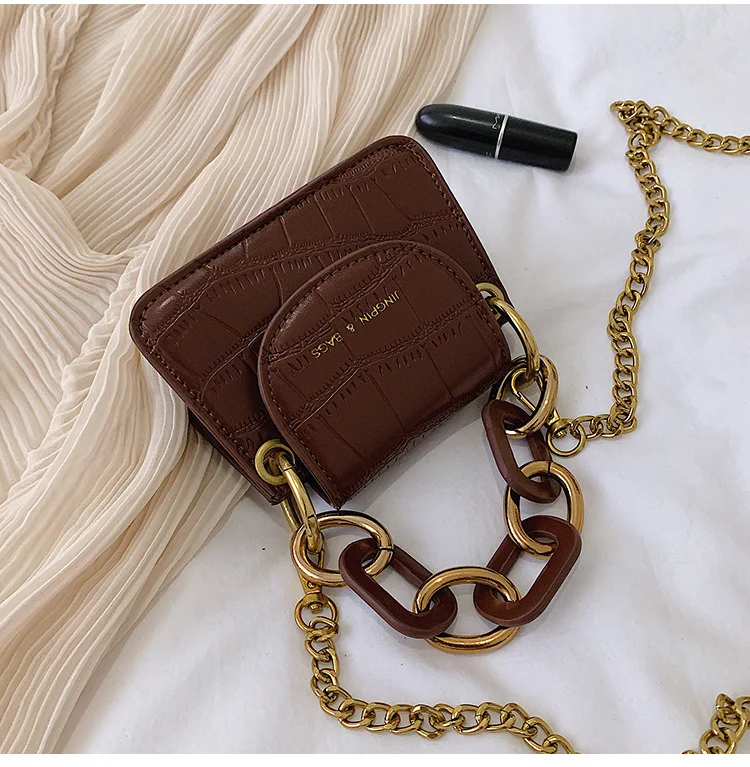 Fashion Mini Saddle Women Shoulder Bags Designer Brand Acrylic Chain Handbags Luxury Pu Leather Female Crossbody Bag Small Purse