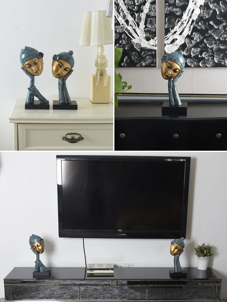 

[HHT] European Retro Character Ornaments Creative Home Decoration Living Room Entrance Wine TV Cabinet Furnishings Gifts
