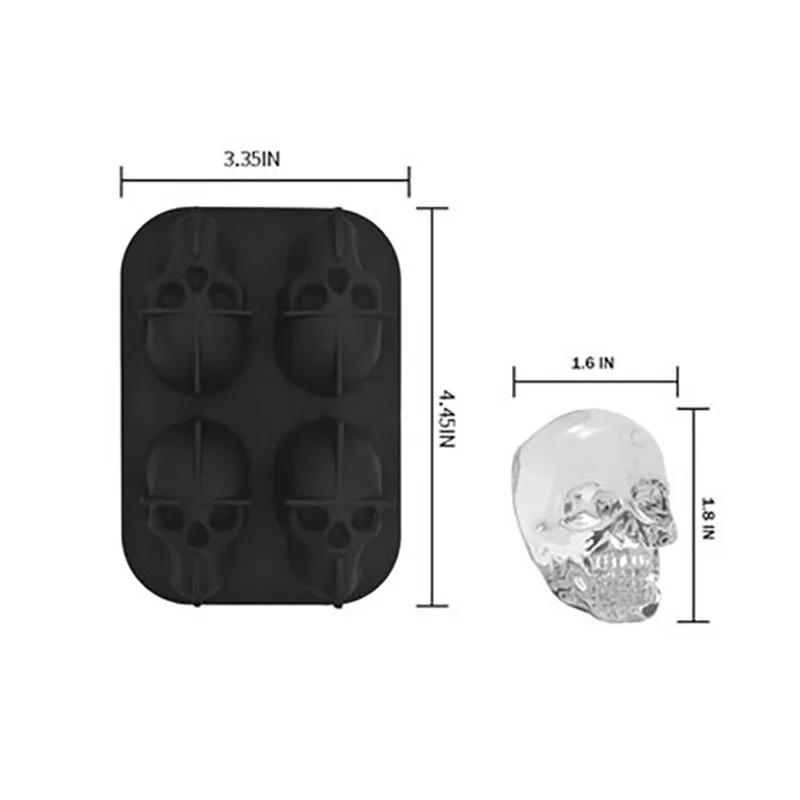 

Silicone Skull Ice Cube Mold DIY Creative Skull Ice Cube Mold Four-in-one Skull Tray Molds For Bars Kitchen Accessories