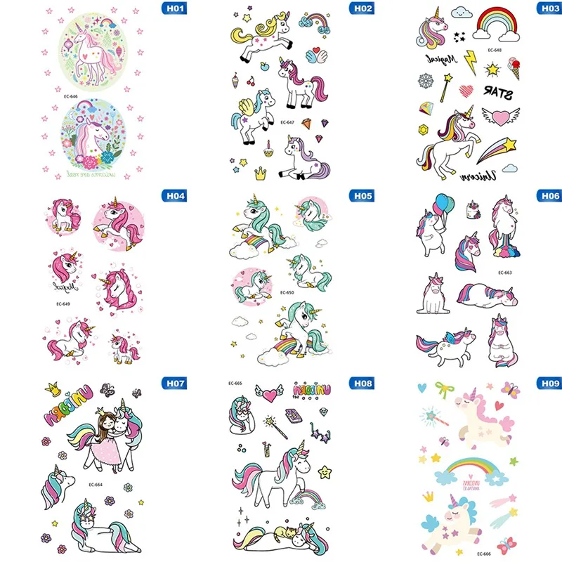 

1Pcs 2019 Cartoon Cute Kids Children Animal Unicorn Horse Temporary Tattoo Sticker Body Art Fake Flash Tatoo