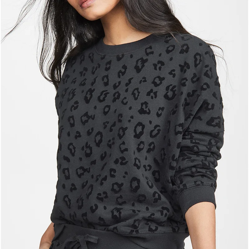 

NAKKESHMEN-2021 Spring and Autumn Leopard Print Loose Casual Long Sleeve Ladies Tops European and American Fashion Tops