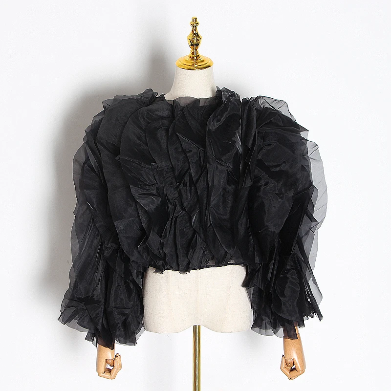 Женская шифоновая блузка TWOTWINSTYLE элегантная Свободная рубашка с круглым вырезом