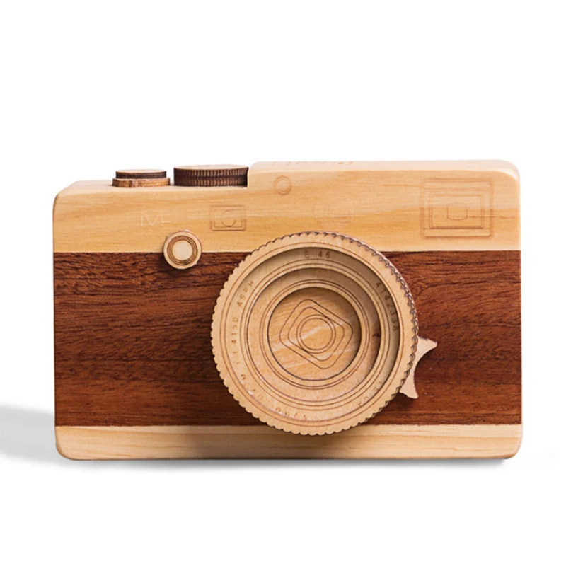 Деревянная музыкальная шкатулка в ретро стиле форме классической мелодии