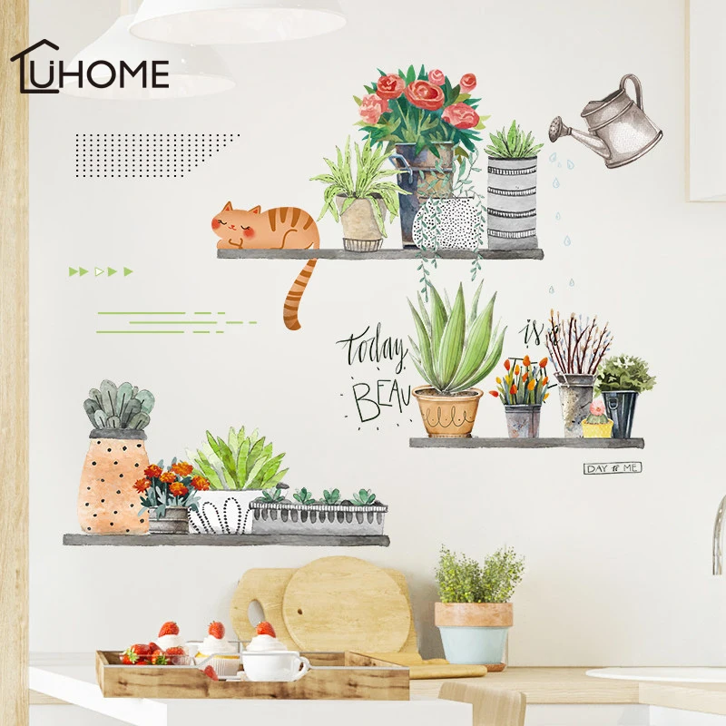 Северное Ins зеленое растение настенный наклейки кактус бонсай спальный стикер на
