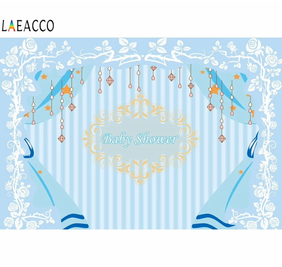 Laeacco Baby Shower Boy фотографический фон занавеска синий заказной сцена Виниловый для