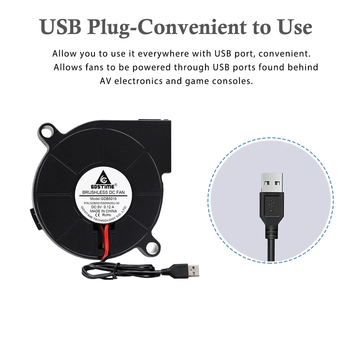 10 шт./партия Gdstime 50 мм x 15 5V USB 5015 DC вентилятор охлаждения Turbo центробежный