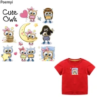 diy cute owls iron on transfers for clothing thermoadhesive patches on clothes for children tshirt strips thermal stickers decor