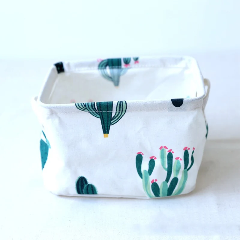 Green Cactus MICCK новая корзина для хранения игрушек косметический Органайзер кухонные принадлежности для рабочего стола сумка из хлопка и льна Водонепроницаемая тканевая корзина для белья - Цвет: Green Cactus