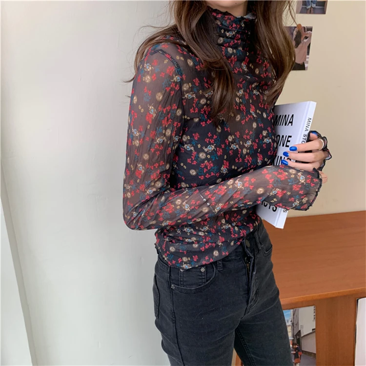 Женская винтажная блузка Colorfaith модная Повседневная Блузка с высоким воротником 6