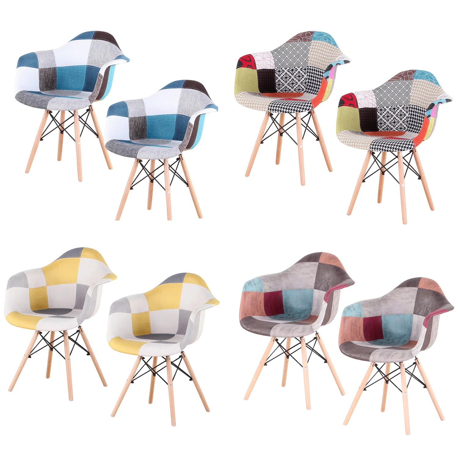 Набор из 2 средневековых стульев для обеда с красивым и прочным пэчворк-паттерном, северное кресло для гостиной и кухни.