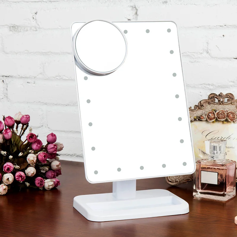 20 LEDS white Mioor, регулируемое, 20/16 светодиодов, освещенное зеркало для макияжа, с сенсорным экраном, портативное, увеличительное, настольная лампа, косметическое зеркало для макияжа - Цвет: 20 LEDS white