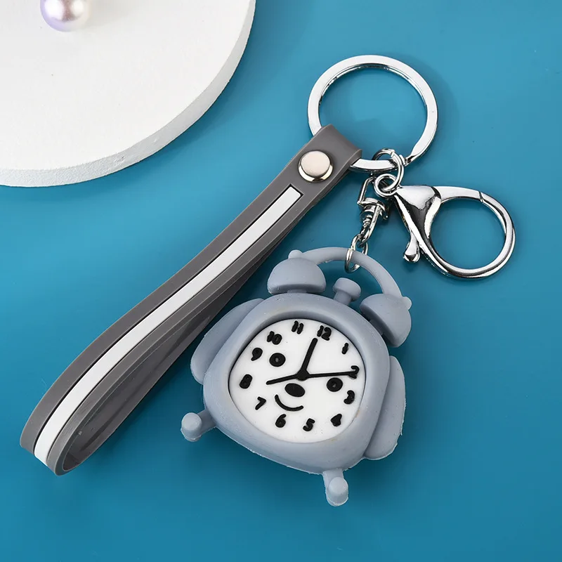 

Cute Creative Owl Alarm Clock Keychain Fashion Silicone Toy Car Bag Key Ring Couple Casual Gift Pendant Accessories