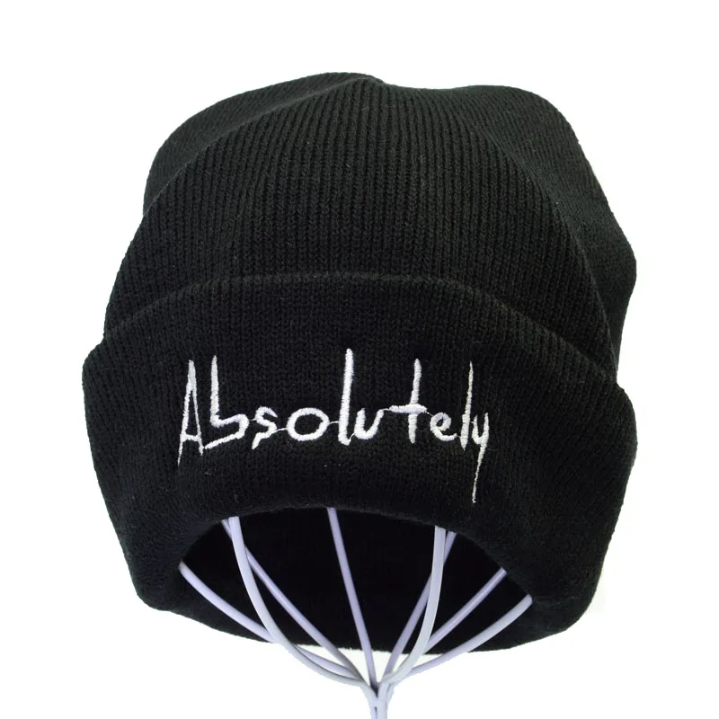 

Winter Warm Skullies Beanies For Men Women ABSOLUTELY Letters Embroidery Winter Hat Warm Knitted Bonnet Cap outdoor Skiing Hats