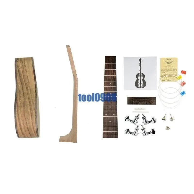 23 дюйма Ukulele Luther DIY KIT тело концерта + шея колышки Струны гриф и т. Д. Комплект Белый