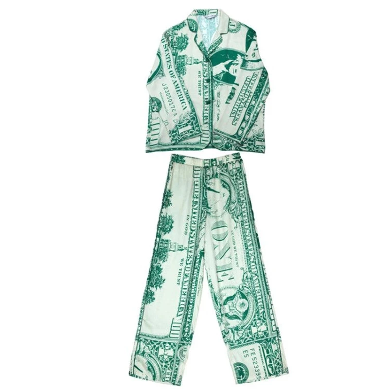 Dollar Pajamas Women's Slik Luxury Long Sleeve Ladies 2 Pcs with Long Pants Sleeppwear Spring Autumn Pijamas Suit for Female