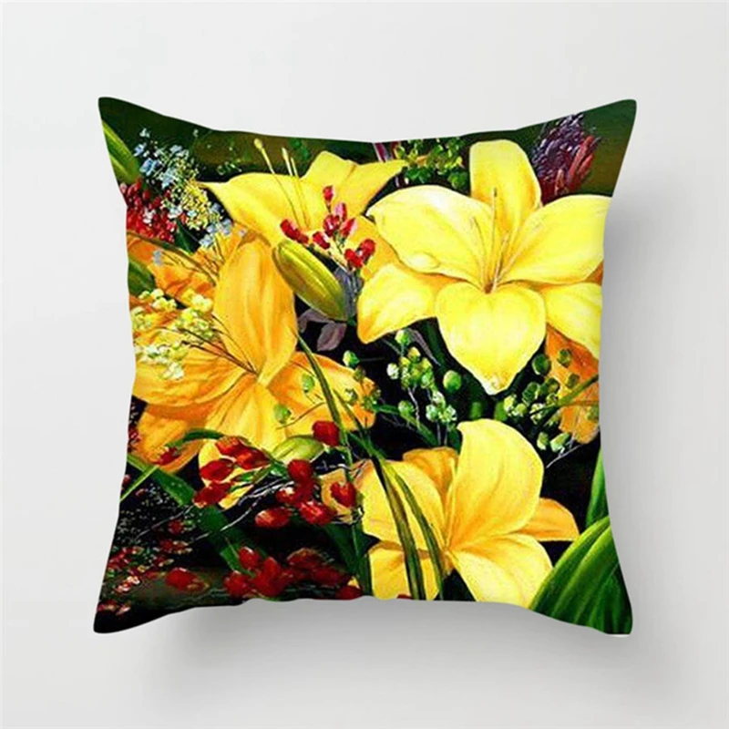 Fuwatacchi цветок розовая подушка крышка красочный Подсолнух Роза наволочка для дома