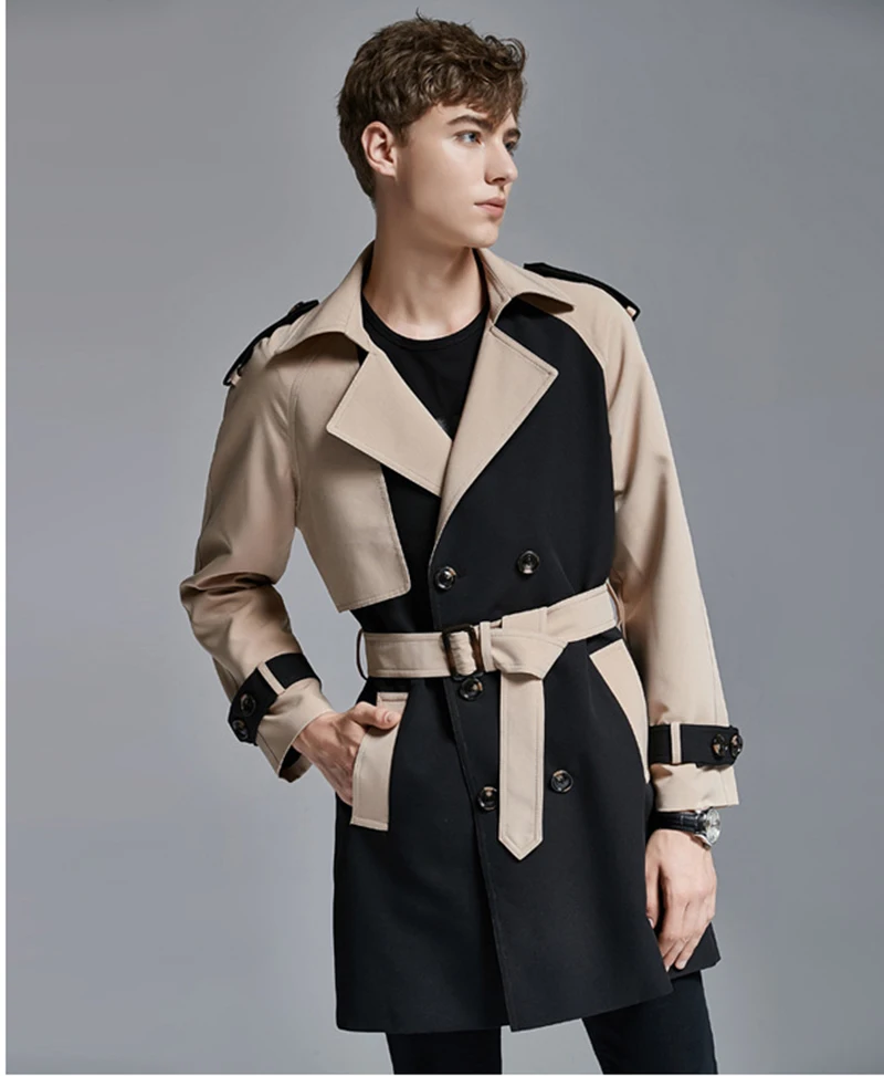 Весна 2020 Мужская Мода Тренд ветровка Пыльник куртка пальто с поясом|Плащи и