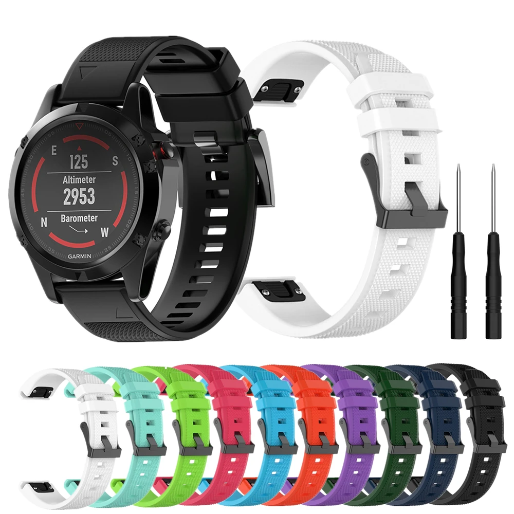 

20 22 26mm Silicone Watch Band for Garmin Fenix 5X 5S Plus 3HR Smart Watch Replacement Strap Quick Fit for Forerunner 935 Band