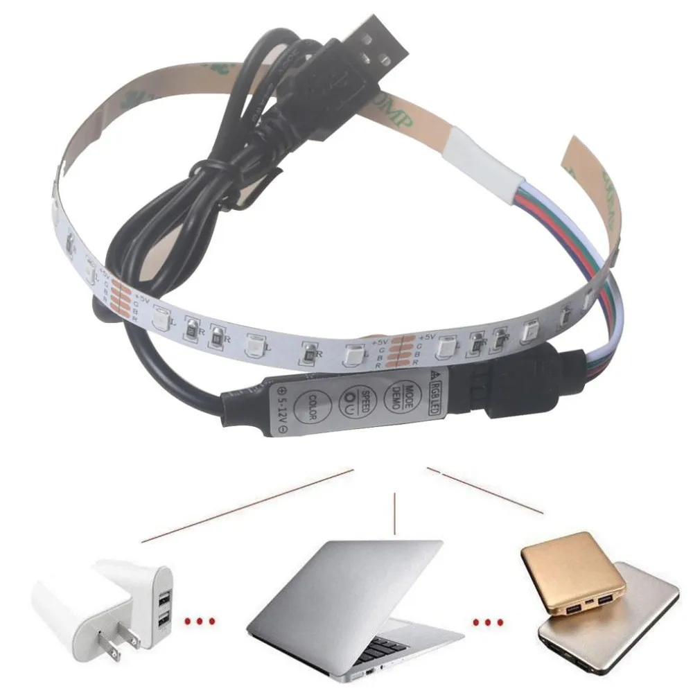 DC 5 В RGB Светодиодная лента светильник USB неоновая ТВ задний белый PC декоративный