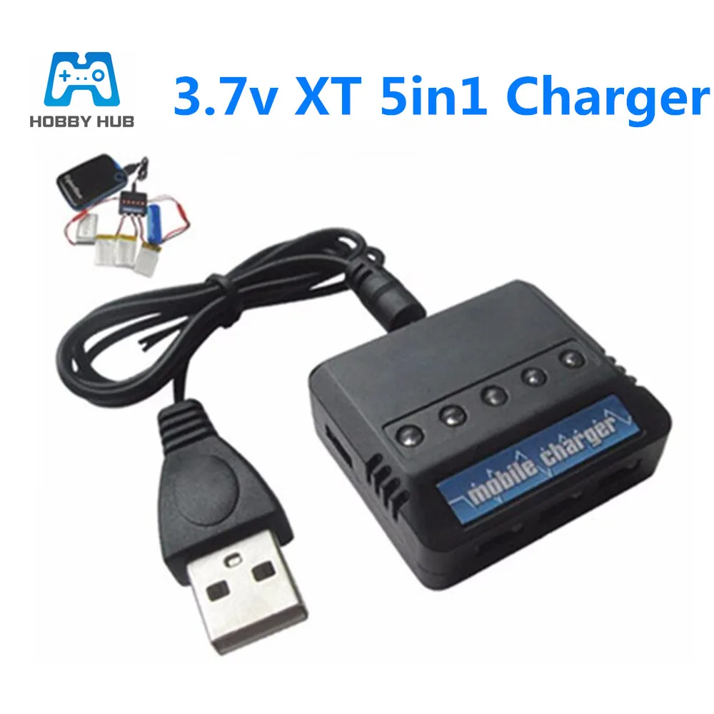 Зарядное устройство 5 в 1, 3,7 в, для Syma X5C, Udi U818A WLtoys V686G, игрушечные игрушки, радиоуправляемые игрушки, 5 в постоянного тока, XT, вилка 5 в 1, зарядное устройство для литий-полимерных аккумуляторов