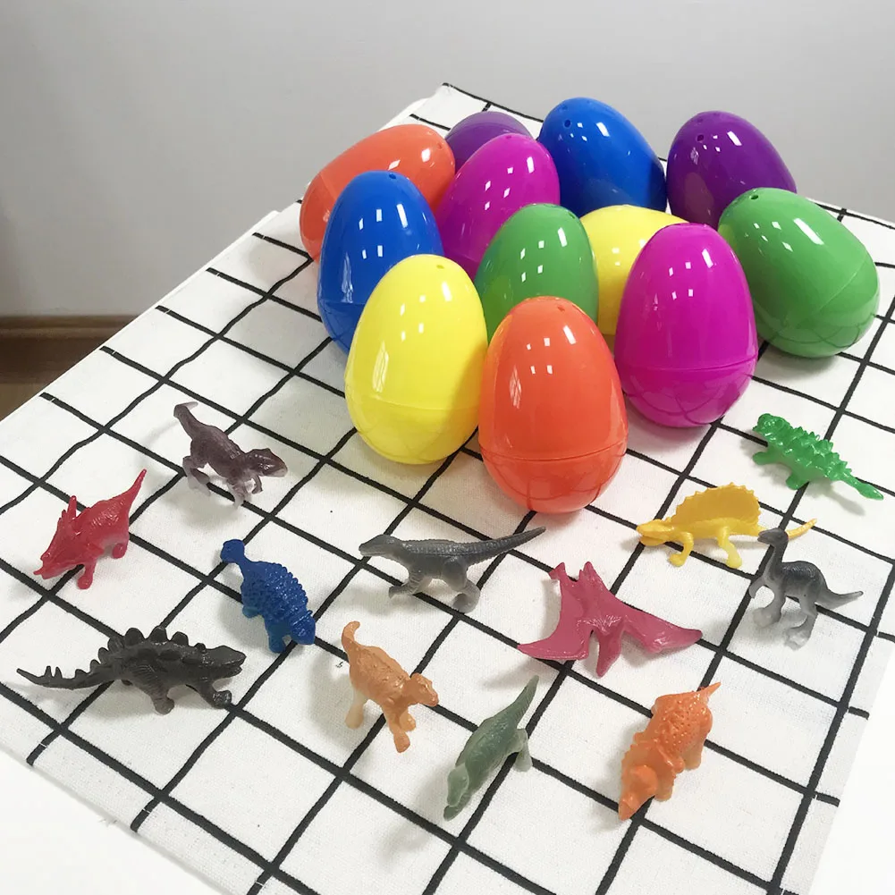 

12 PCs Animal Party Easter Eggs Cartoon Children Toys Gift Mini Dinosaurs Colorful Home Decor Plastic Festival Kid Model Craft