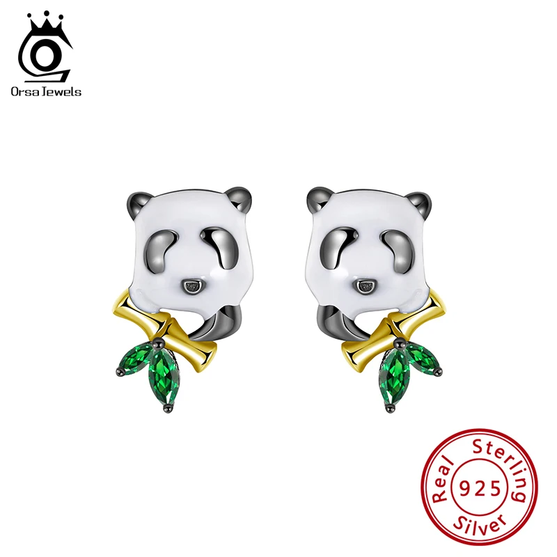 ORSA JEWELS оригинальный дизайн милые серьги гвоздики в виде панды из серебра 925 пробы