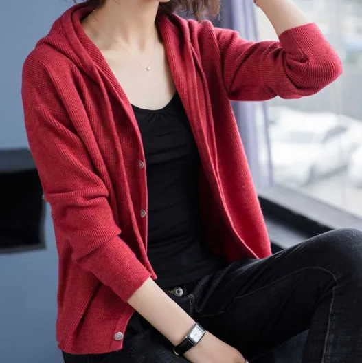 

JCHB 2021 Hooded Female Cardigan Knitted Cardigans for Women Long Sleeve Woman Sweaters Spring Autumn Clothes Ropa Mujer Pph230