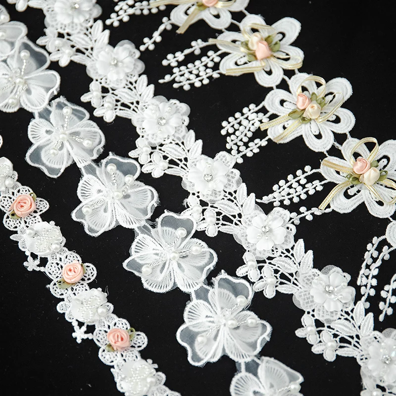 Кружева для рукоделия 3D Цветочная вышивка ткань свадебное платье Декор