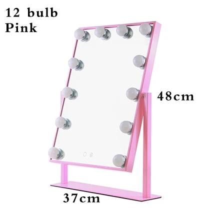 12 bulb Pink Framed Голливудский стиль косметическое зеркало с подсветкой 12x 3W Диммируемые светодиоды с сенсорным управлением настольные освещенные косметические зеркала - Цвет: 12 bulb Pink Framed