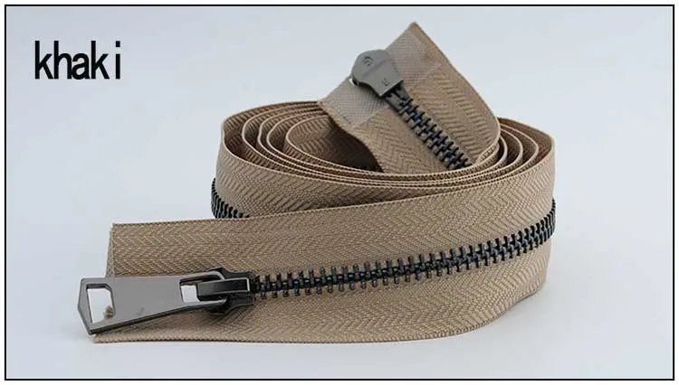 khaki Meetee 120 см 5# двойной ползунок открытый конец металлическая молния пистолет черные зубы DIY швейная куртка пальто Аксессуары 13 цветов - Цвет: khaki